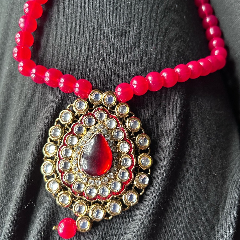 MINT Ruby Red Indian Kundan Statement Necklace - No Missing Stones